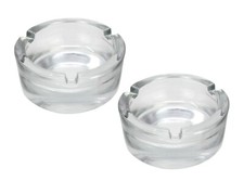 2 Clear Glass Ashtray Round