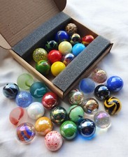 A Mixed Random Selection of 12 New 22mm Beautiful Colourful Glass Marbles