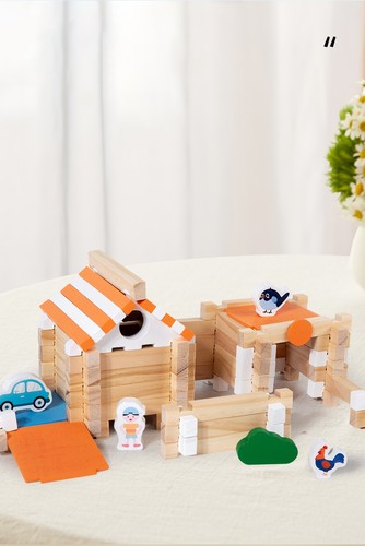 Wooden building playset kids - wooden,