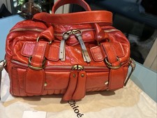 Chloé Shoulder Bag Large - Red Leather and Black Interior Zip Closure Pockets