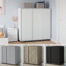 120cm 3 Sliding Doors Children Kids Wardrobe Bedroom Storage Closet Hanging Rail