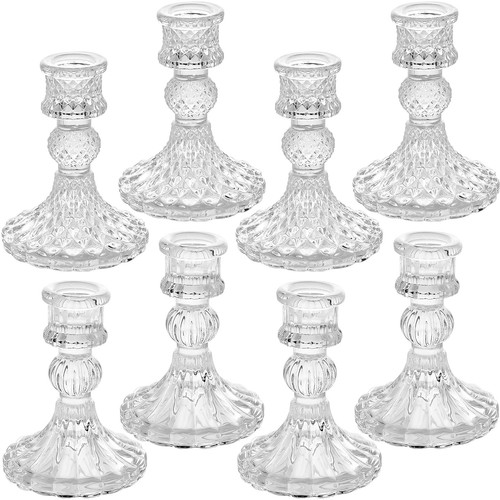 Clear glass candlestick - clear,