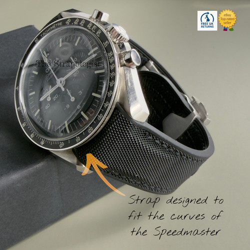 Black rubber watch strap with - black,