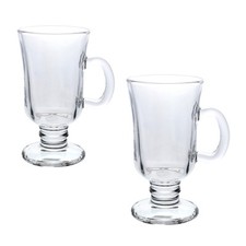 Irish Coffee Glass Mugs 230ml Hot Choco Latte Drinks Cocktails Footed 2Pcs