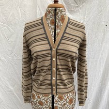 Vintage 1970s Jaeger Striped Wool Cardigan Size 36