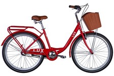 City Bike Women 26" Basket Urban Retro Carrier Steel Red RH 43Cm