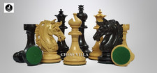 4.4" Prestige Luxury Staunton Chess Pieces Only set- Triple Weighted Ebony Wood
