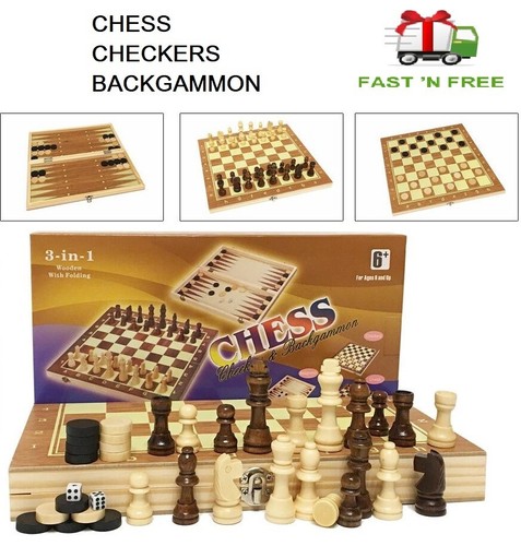 Folding wooden chess - in,