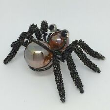 Cute spider glittery metal with glass marbles 8cm