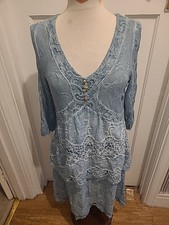 Brand New Vintage Elisa Cavaletti Turquoise 3/4 Sleeve Layered Dress