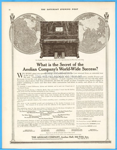 1911 aeolian pianola player - aeolian,