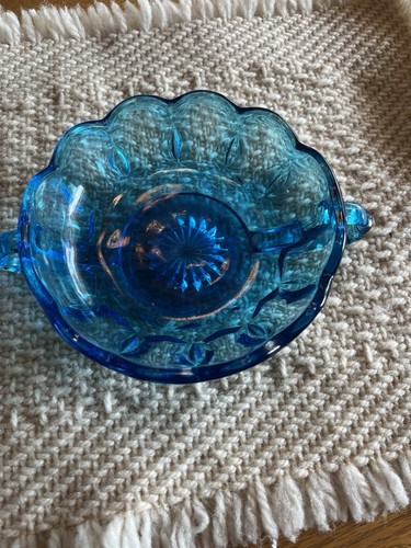 Blue pressed glass starburst - pressed,
