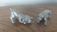Miniature Pewter Puppies Dogs Playing - Labrador / Basset Hound / Dachshund