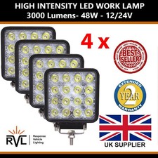 4X Bright Square 48W LED Work Flood Light Tractor Recovery R10 Truck Van 12V 24V