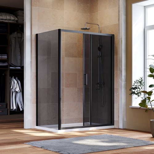 Black shower enclosure sliding - black,