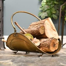 “Houghton Avenue” Antique Brass Log Holder and Log Carrier