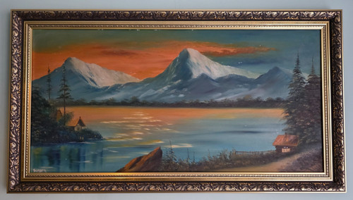 Large vintage oil canvas - vintage, on