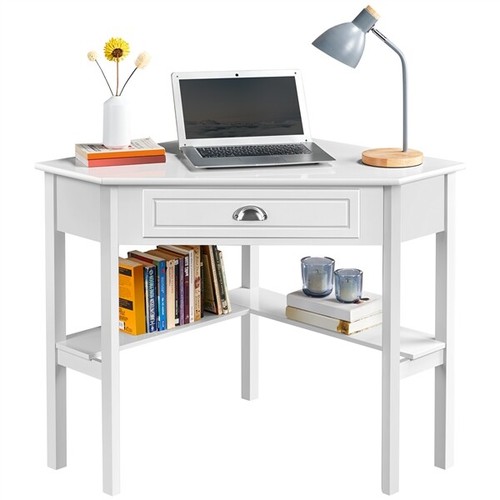 Corner computer desk shelves - desk, w/shelves