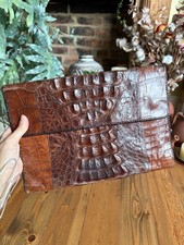 Vintage Hornback Crocodile Skin Portfolio Clutch 29 x 19 cm Bag Case Document