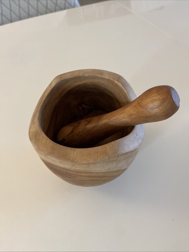 Wooden pestle mortar set - pestle, &