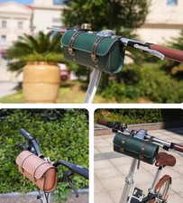 Retro Bike Handlebar Leather Thickened Pouch Bicycle Saddle Bag Seat Packet