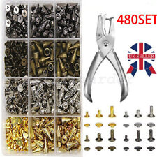 480SET Leather Rivet Set Double Cap Metal Rivets With Fixing Tool Hole Plier