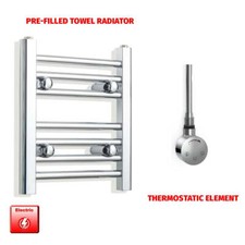 Chrome 400 x 300 mm Electric Heated Towel Rail Radiator Bathroom Pre-Filled HTR