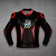 New MV Agusta Motorcycle Leather Racing Jacket Men Biker Motorsports Armor Ce