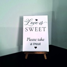 Please Take a Treat Wedding / Engagement Sign - Miniture Wooden Easel sweet cart