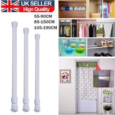 Tension Rod 55-190cm Extendable Curtain Poles No Drilling White Spring Rods Net