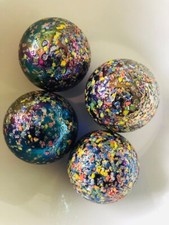 4 X  GIANT 35MM "GLITTERBOMB" MARBLES Traditional classic Children's Game