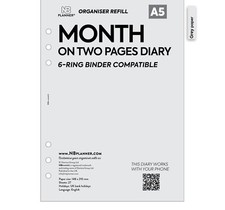 2026 | 2027 Filofax A5 COMPATIBLE Month on two pages diary organiser refill