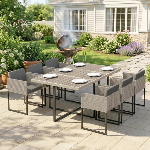 Rattan patio dining set - patio, 6