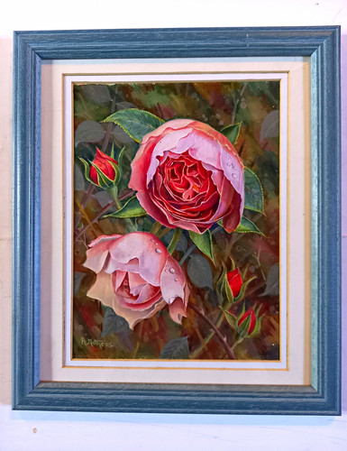 Framed vintage oil board - framed,