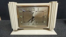 Original ART DECO Bakelite Mantle clock cream by Blagny excellent working order