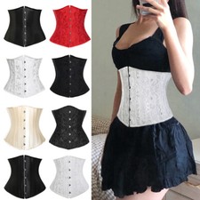 Ladies Steel Boned Underbust Corset Bustier Waist Cincher Costume Shapewear 