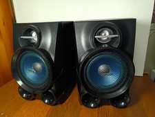 Philips FWM400D Speakers Black 45W Bi-wire Bi-Amp Dual Input System Tested 