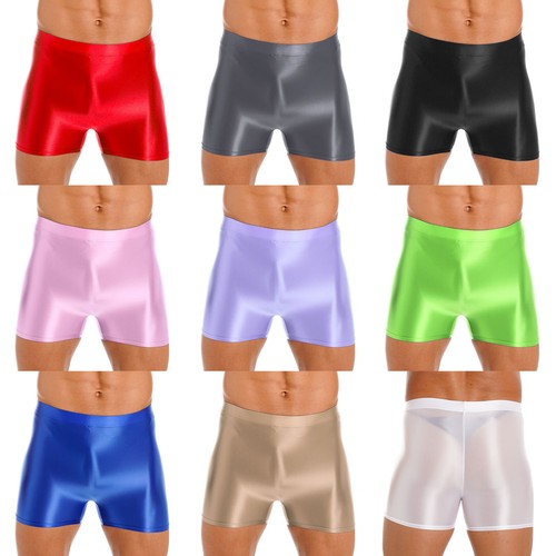 Men shiny glossy swim trunks - glossy,