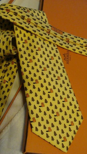 Hermes silk tie beavers and - silk, tie,