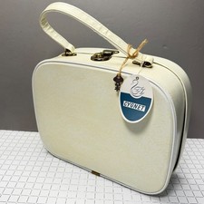 Vintage 60s 70s Cream Vanity Case Weekend Case By Cygnet Original Tag And Key