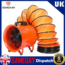 12" Portable Axial Ventilator Exhaust Extractor Fan Blower With 5m Ducting Hose