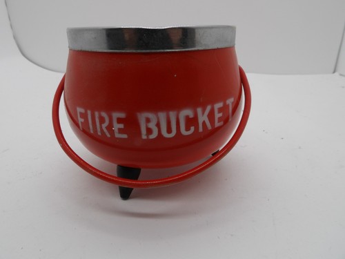 Vintage fire bucket metal tin - metal,