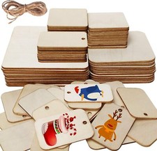 70 Pcs Unfinished Blank Wood Squares, 4 Sizes Pyrography Wooden Blanks Natural