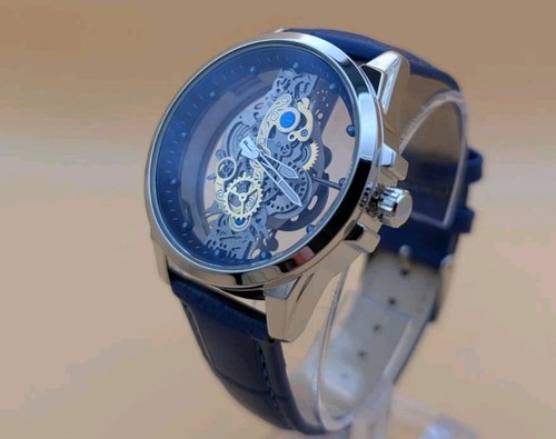 Navy leather skeleton - navy, |