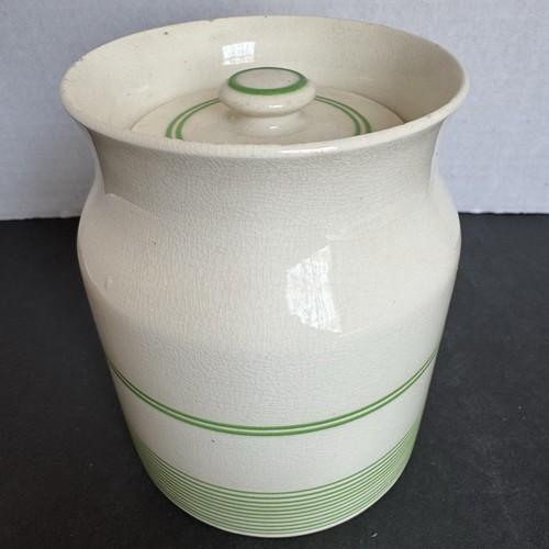 Green banded canister jar - green,