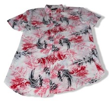 Vintage Zara Man Hawaiian floral print red tropical short sleeve Shirt in XL