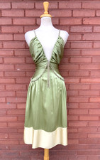 CHLOE Green Silk DRESS Beads Sz 2