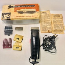 Vintage John Oster Jomco Model 12 Electric Hair Clipper & Gaurds in Box & Manual