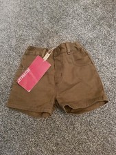 BNWT Feu Follet Denim Khaki Shorts Age 6-9 Months -Designed in France RRP £25.99