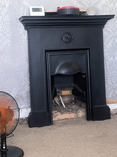 Black metal fireplace surround - black,